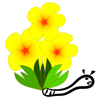 A flor amarela e a lagarta clipart