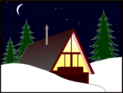A-frame and conifers clipart
