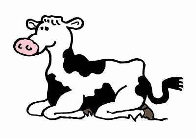 A Friesian Cow lying down clipart
