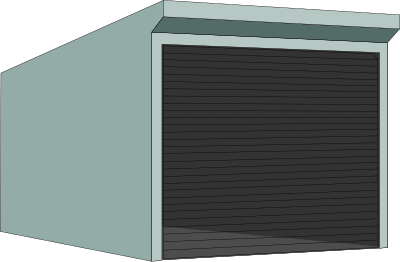 A garage with the gate closed. clipart