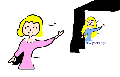 A girl had long hair a few years ago. clipart