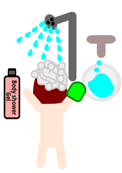 A girl takes a shower clipart