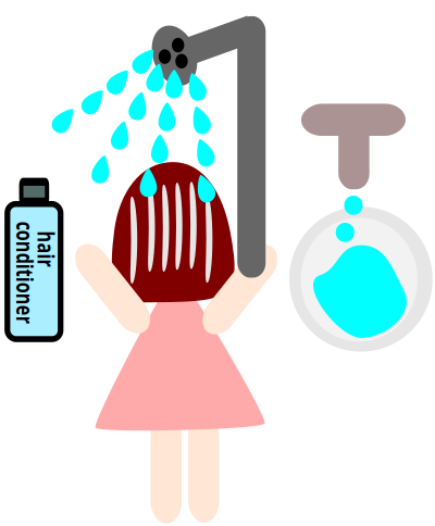 A girl use a hair conditioner clipart