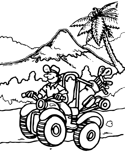 A Golfer playing golf with his four wheeler clipart