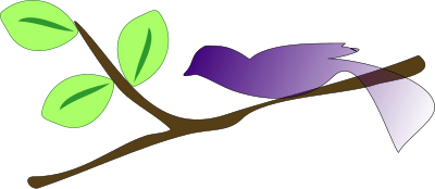 A gradient blue bird on a tree branch clipart