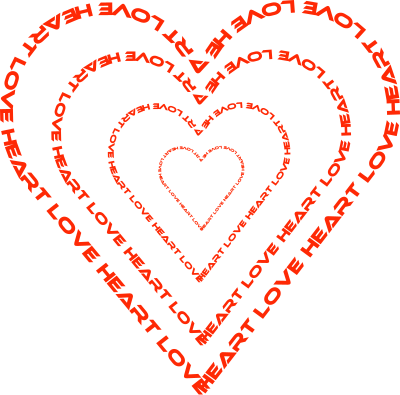 A Heart done by words outline clipart