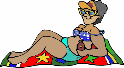 A lady catching a suntan at the beach clipart