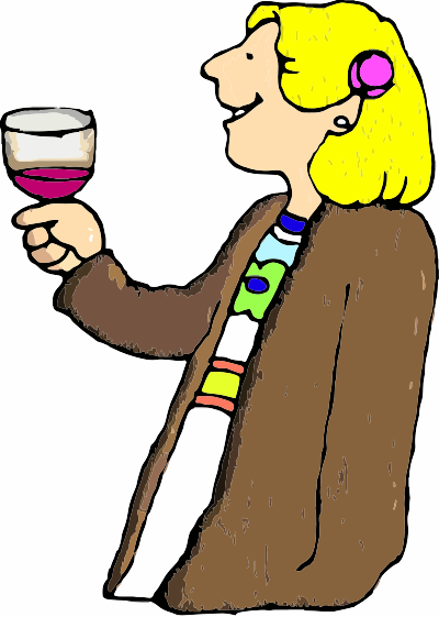 A lady drinking red wine clipart