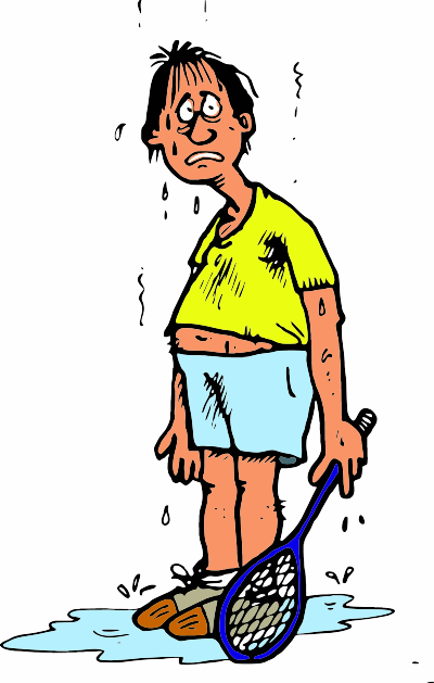 A Man all hot after playing squash clipart