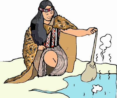 A Maori Girl Cooking clipart