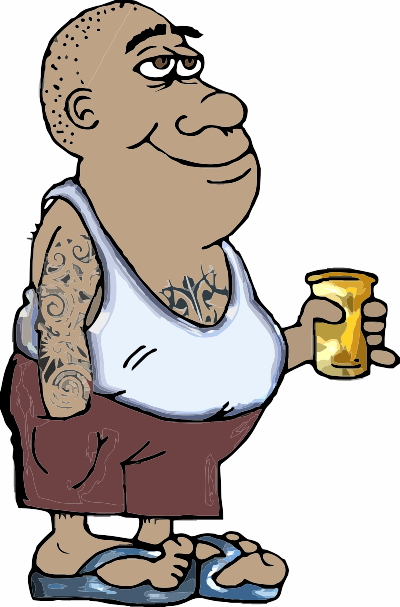 A Maori guy enjoying a beer clipart