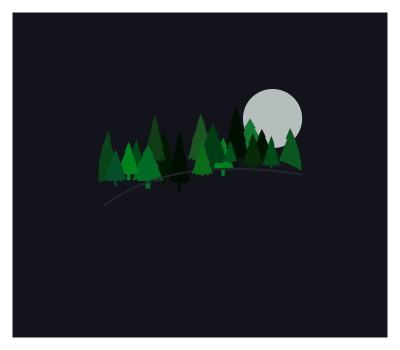 A Nighttime Forest Scene with Trees that is Round clipart