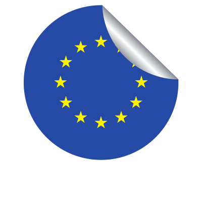 A peeling sticker with the flag of EU clipart