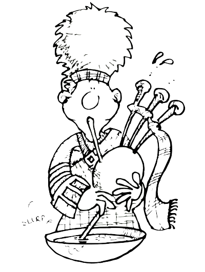 A Scottish man with his bag pipes clipart
