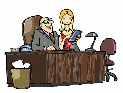 A Secretary Dictating for her Boss clipart