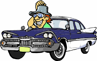 A Studebaker Vintage Car with cartoon character clipart
