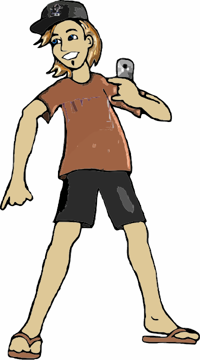 A Teenage Boy with a mobile Phone clipart