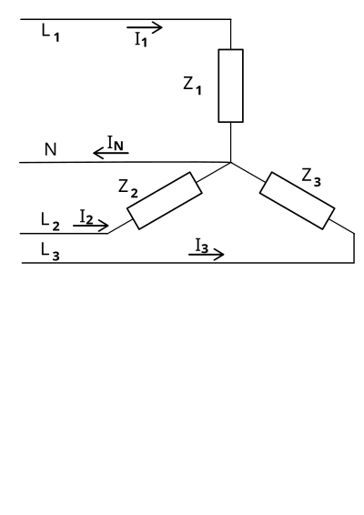 A Three-phase electric power load connected in Y formation clipart