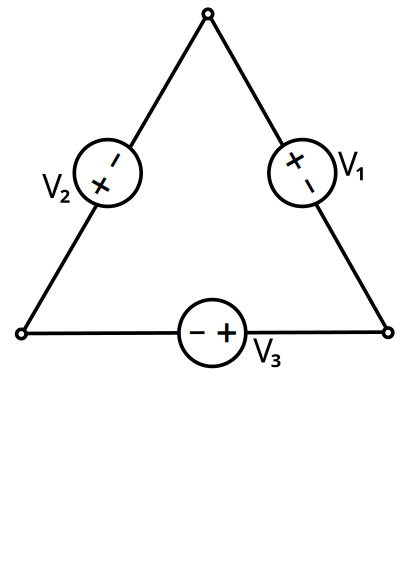 A Three-phase electric power source connected in Delta formation clipart