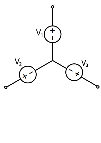 A Three-phase electric power source connected in Y formation clipart