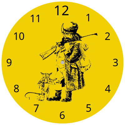 A trick of the tail clock clipart