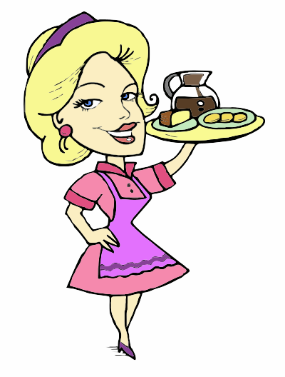 A White Waitress with tray clipart