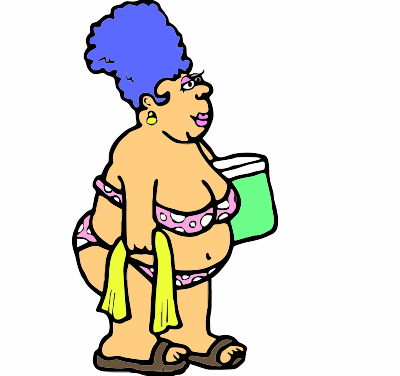 A woman going to the beach clipart