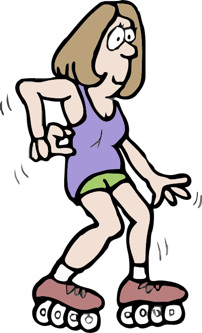 A woman roller skating - Colour mix clipart