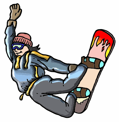 A woman snow boarding clipart