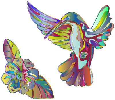 Abstract Artistic Hummingbird And Flower clipart