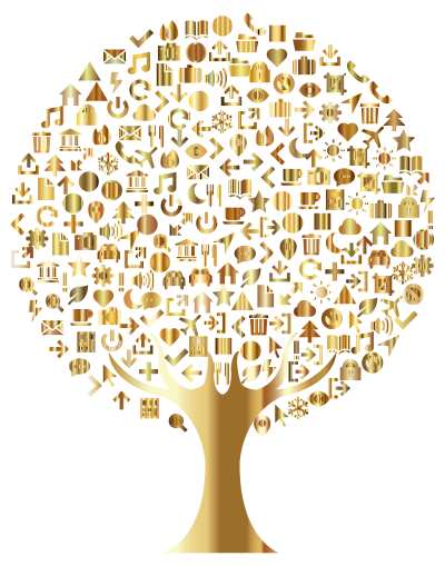 Abstract Icons Tree Gold clipart