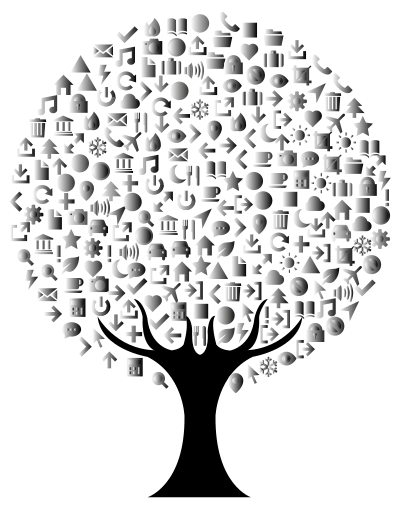 Abstract Icons Tree Grayscale clipart