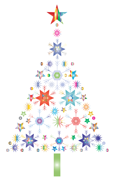 Abstract Snowflake Christmas Tree By Karen Arnold Prismatic No Background clipart