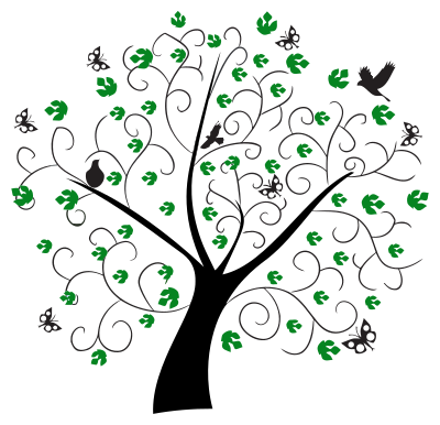 Abstract Tree And Butterflies clipart