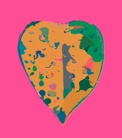 Abstract Yellow Heart on Pink clipart