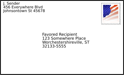 Addressed envelope with stamp clipart