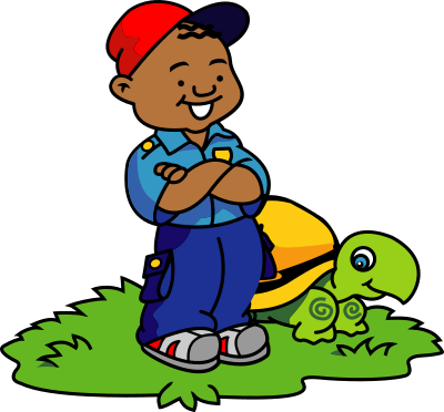 African Kid and Turtle clipart