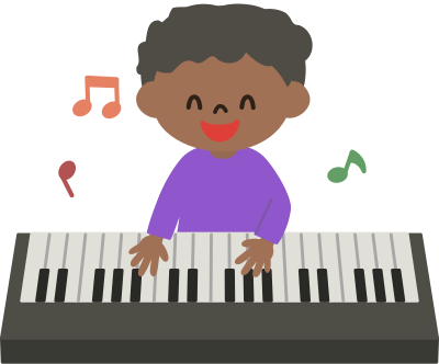 African Kid Playing Piano clipart