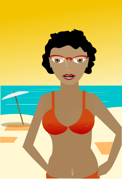 African Lady at the Beach clipart