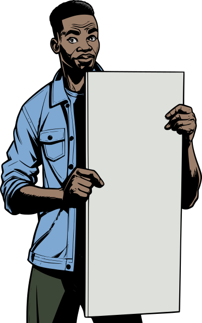African Man Holding Blank Sign - Colour Remix clipart