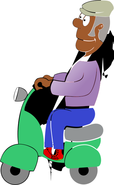 African Man on a Scooter clipart