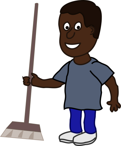 African Man with Broom clipart