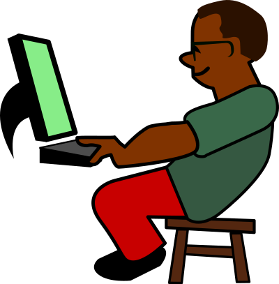 African Programmer with slower Internet clipart
