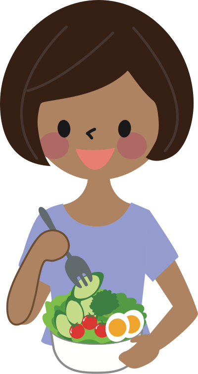 African Woman Eats a Salad clipart