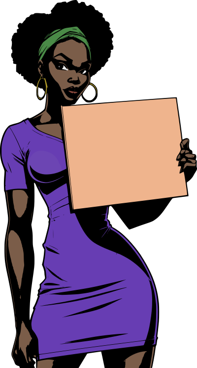African Woman Holding Blank Sign - Colour Remix clipart
