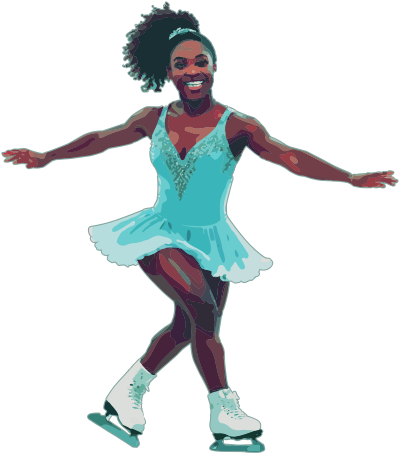 African Woman Ice Skating clipart