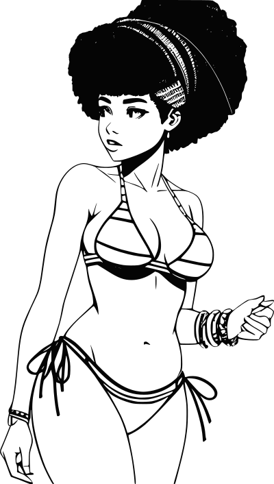 African woman in bikini clipart
