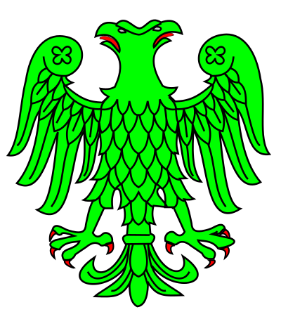 Aguila bicefala sinople, linguada y lampasada de gules clipart