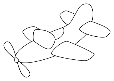 Airplane with propeller - outline clipart