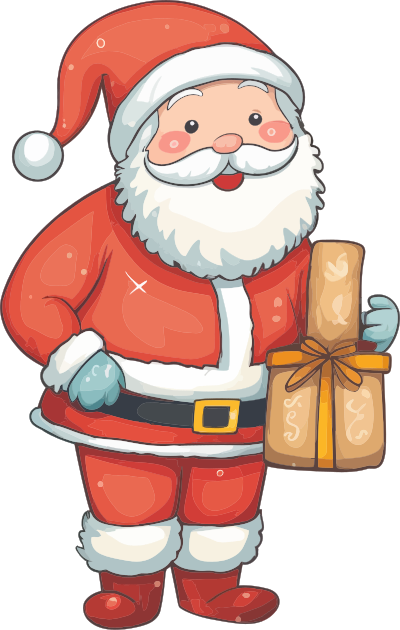 AL Generated Santa Holding Present 2 By Petr Kratochvil Vectorized clipart